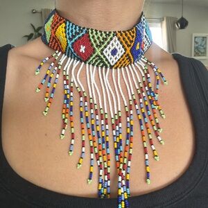 Handmade beaded native choker necklace